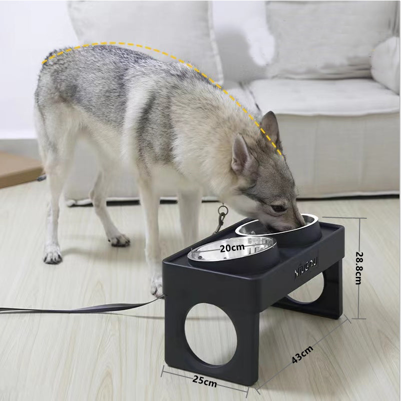 Elevated Dog Bowl with Stand Adjustable Height & Stainless Steel - FriskFable - friskfable