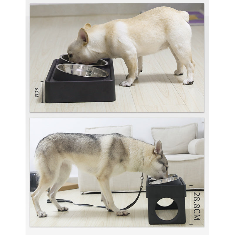 Elevated Dog Bowl with Stand Adjustable Height & Stainless Steel - FriskFable - friskfable