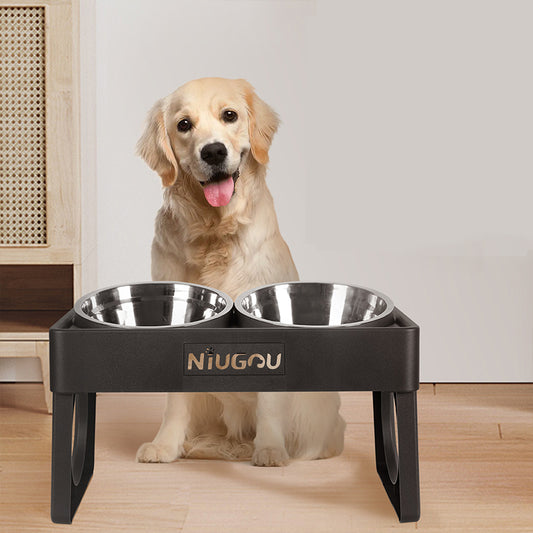 Elevated Dog Bowl with Stand Adjustable Height & Stainless Steel - FriskFable - friskfable